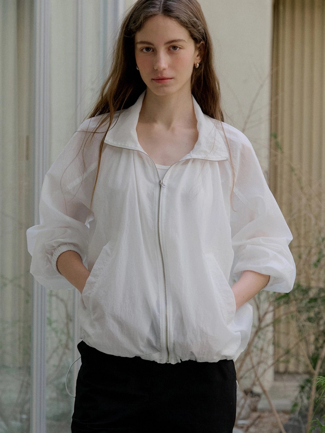 아워코모스 comos 1444 shirring sheer wind breaker (white) 상품 이미지 2