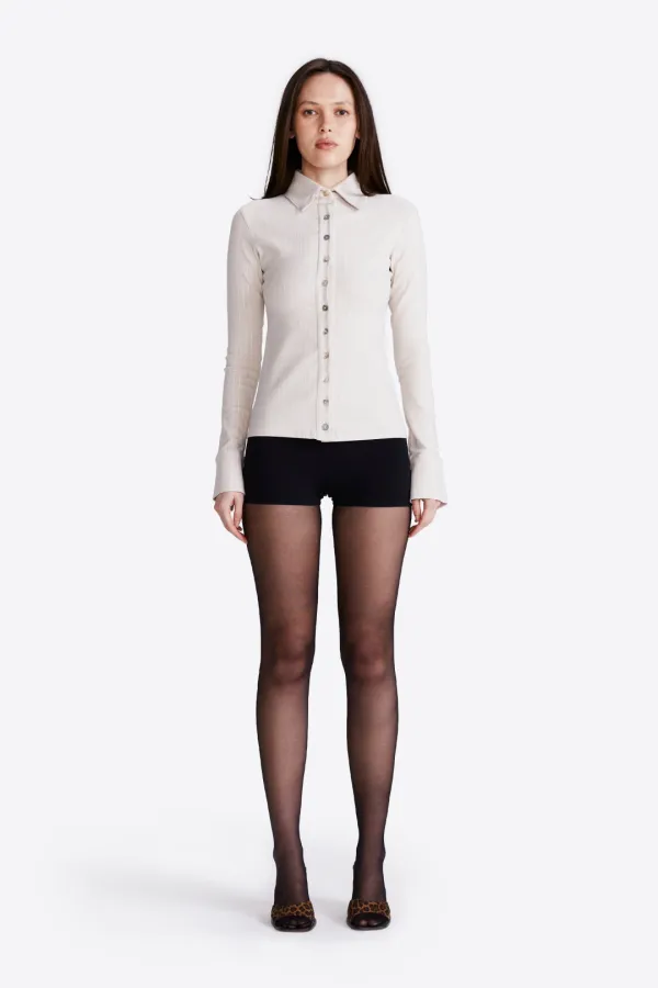 Sienna Shirt - Stone Pinstripe