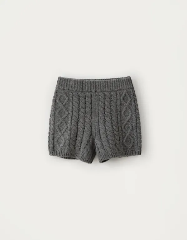 Wool Cable Knit Pants - Grey
