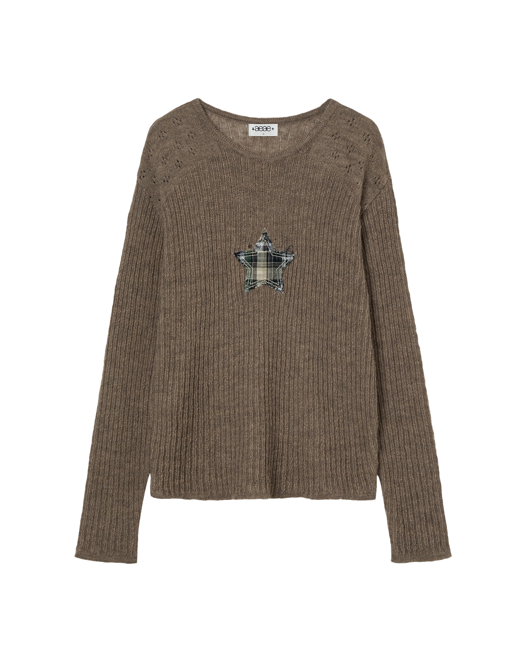 에이이에이이 SHEER APPLIQUE KNIT [BROWN] 상품 이미지 1