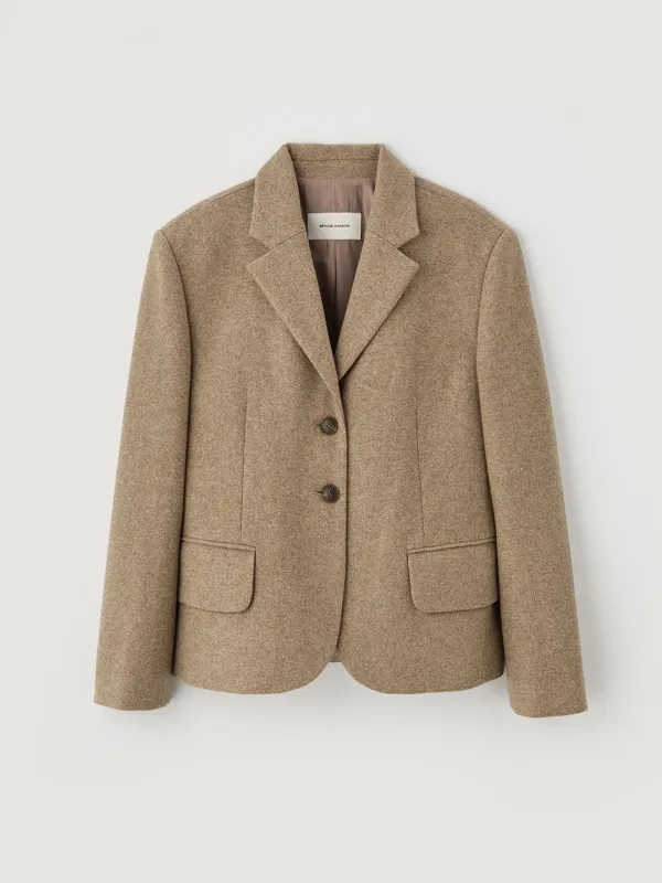 Wool overfit single jacket - Beige