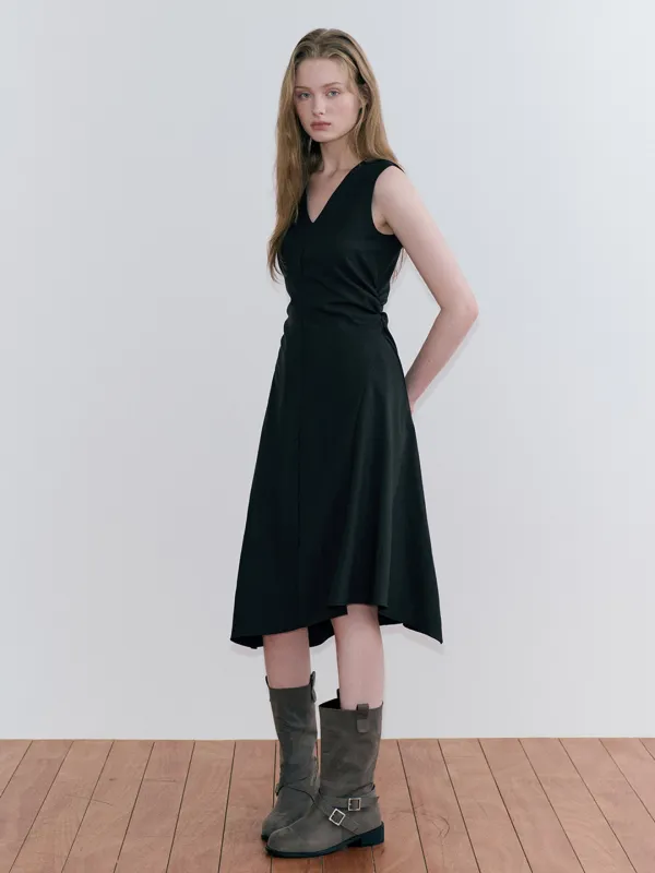 Asymmetric Flare Dress, Black