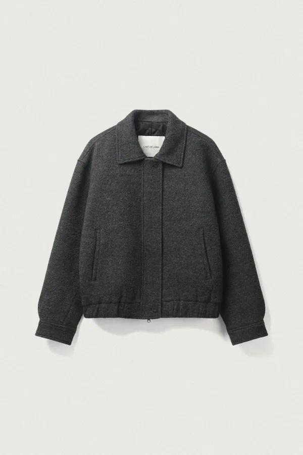 SOFT BOUCLE WOOL BOMBER [COAL GRAY]