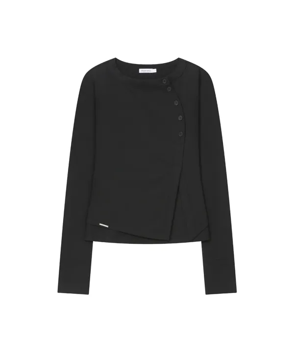 [레이 PICK] Layered placket long sleeve BLACK