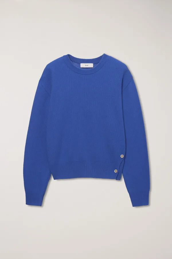 UNISEX BUTTONED CREWNECK SWEATER BLUE_UDSW6A107B2