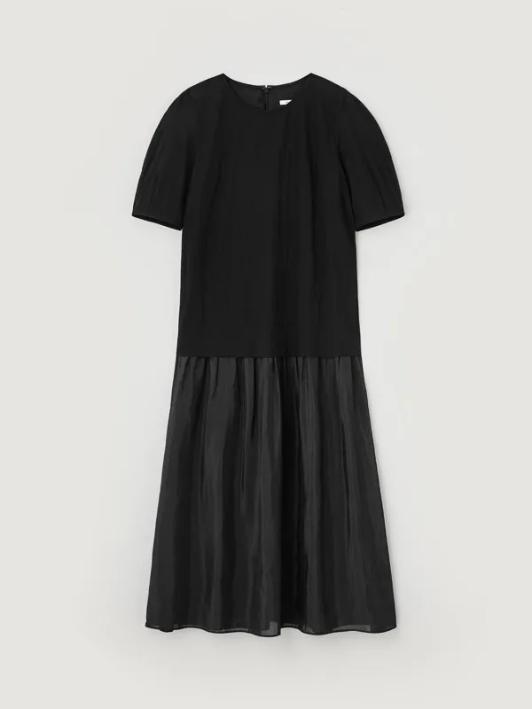 Curved sleeve maxi dress - Black