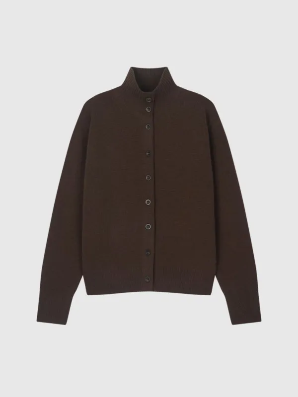Cashmere Button Up Cardigan (Brown)