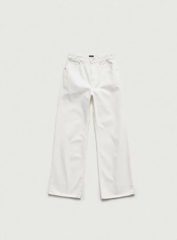 Léa Slub Denim Pants_White