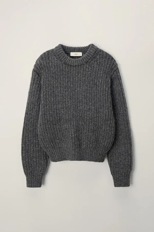 UNISEX CHUNKY CREWNECK SWEATER DARK MELANGE GREY