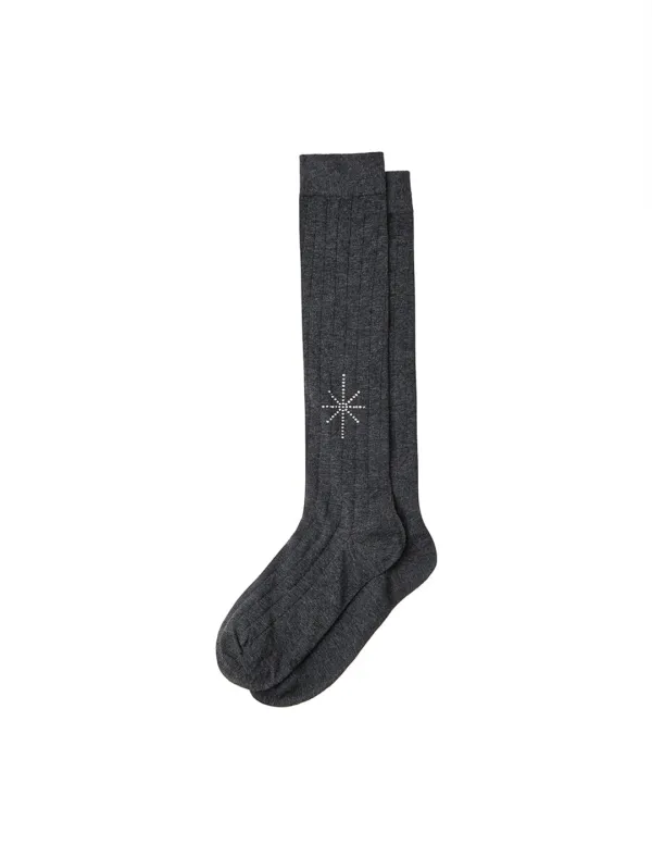 [1st REORDER] GLITTERING GEM RIBBED SOCKS [CHARCOAL]