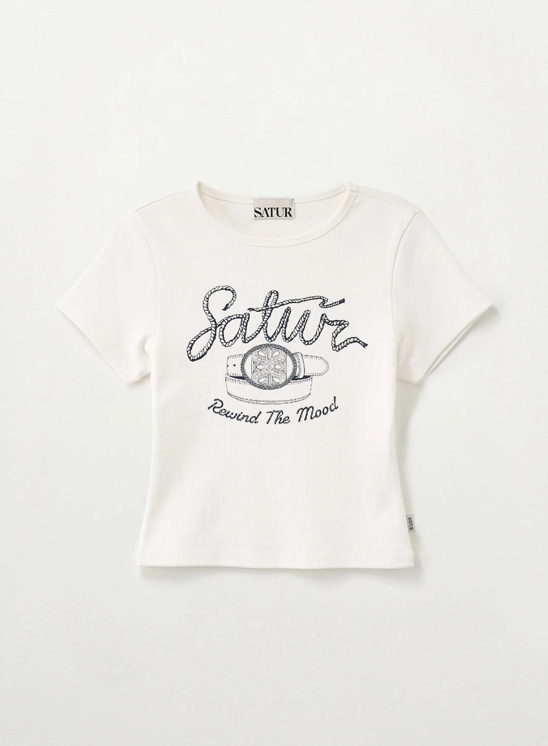 세터 (W) Belt Graphic Slim Fit T-Shirt - White 상품 이미지 1