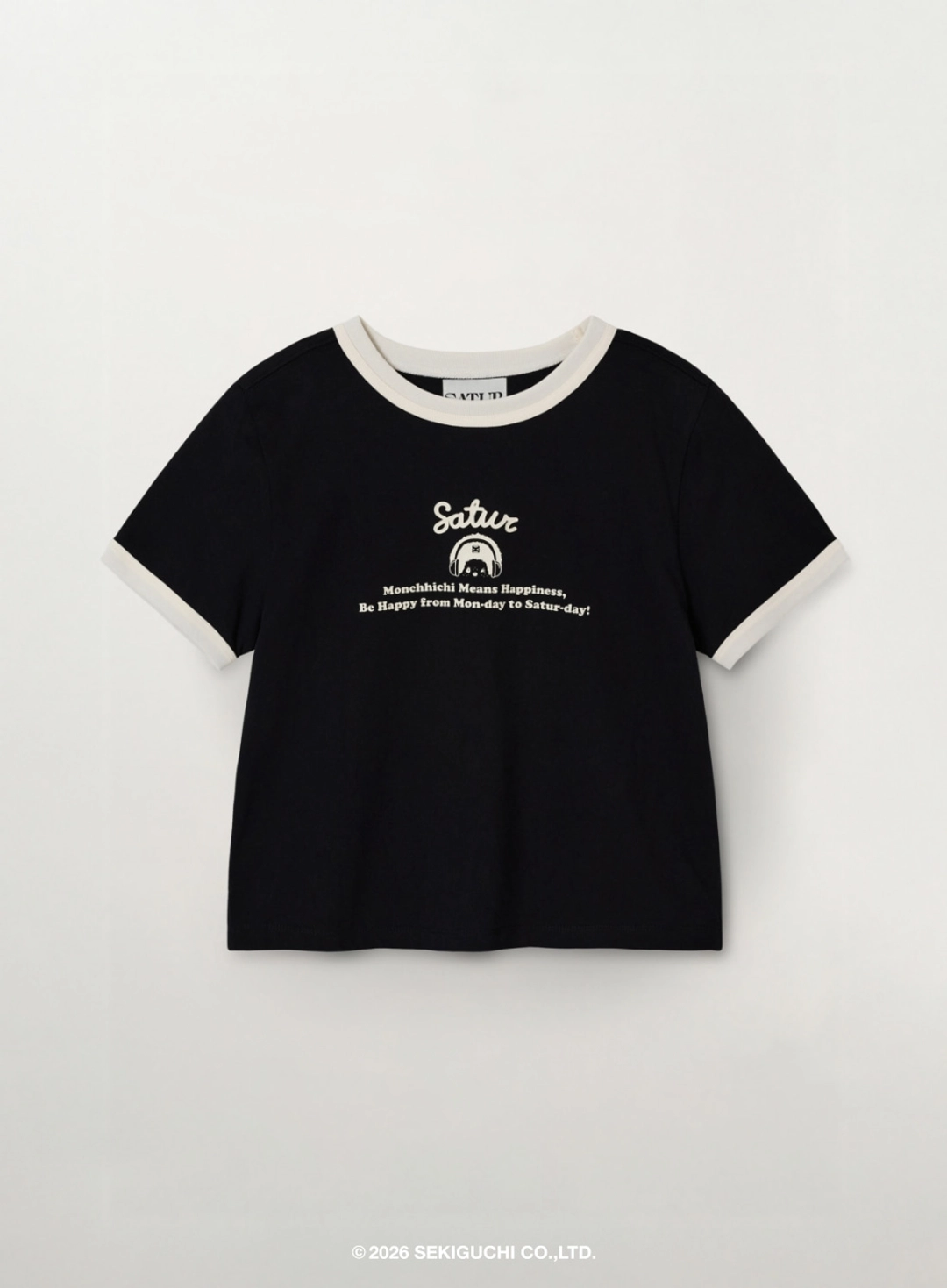 세터 (W) Satur X Monchhichi Ringer T-Shirt - Black 상품 이미지 1