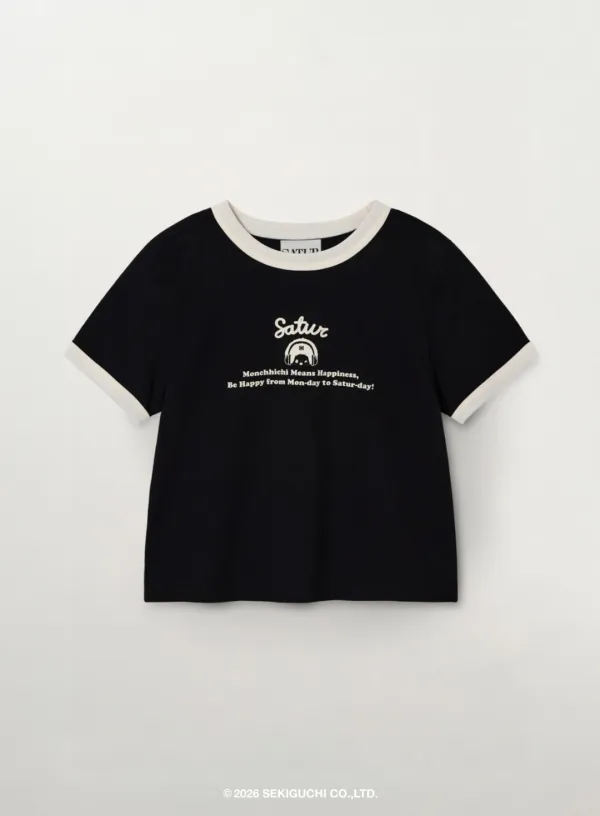 (W) Satur X Monchhichi Ringer T-Shirt - Black