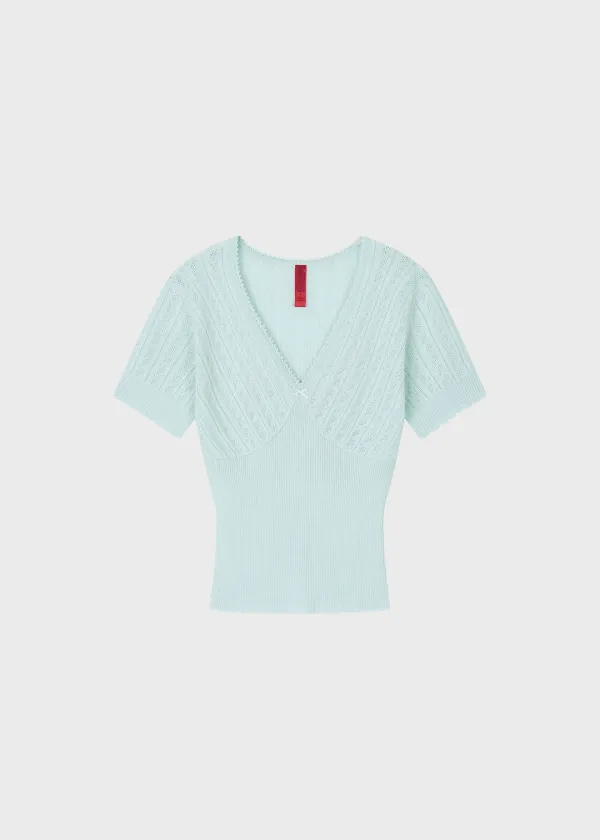 Powder Pointelle Knit Top Mint
