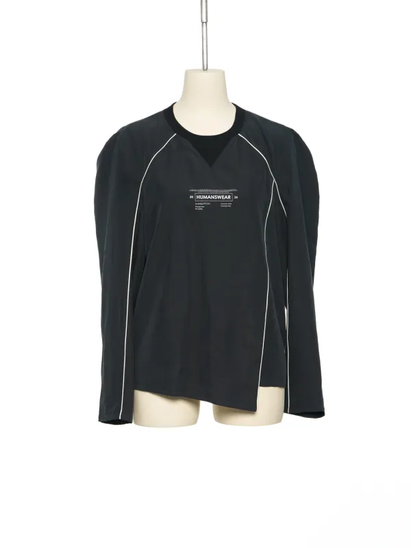 PS26 BLACK PUFF SLEEVE PIPING TOP