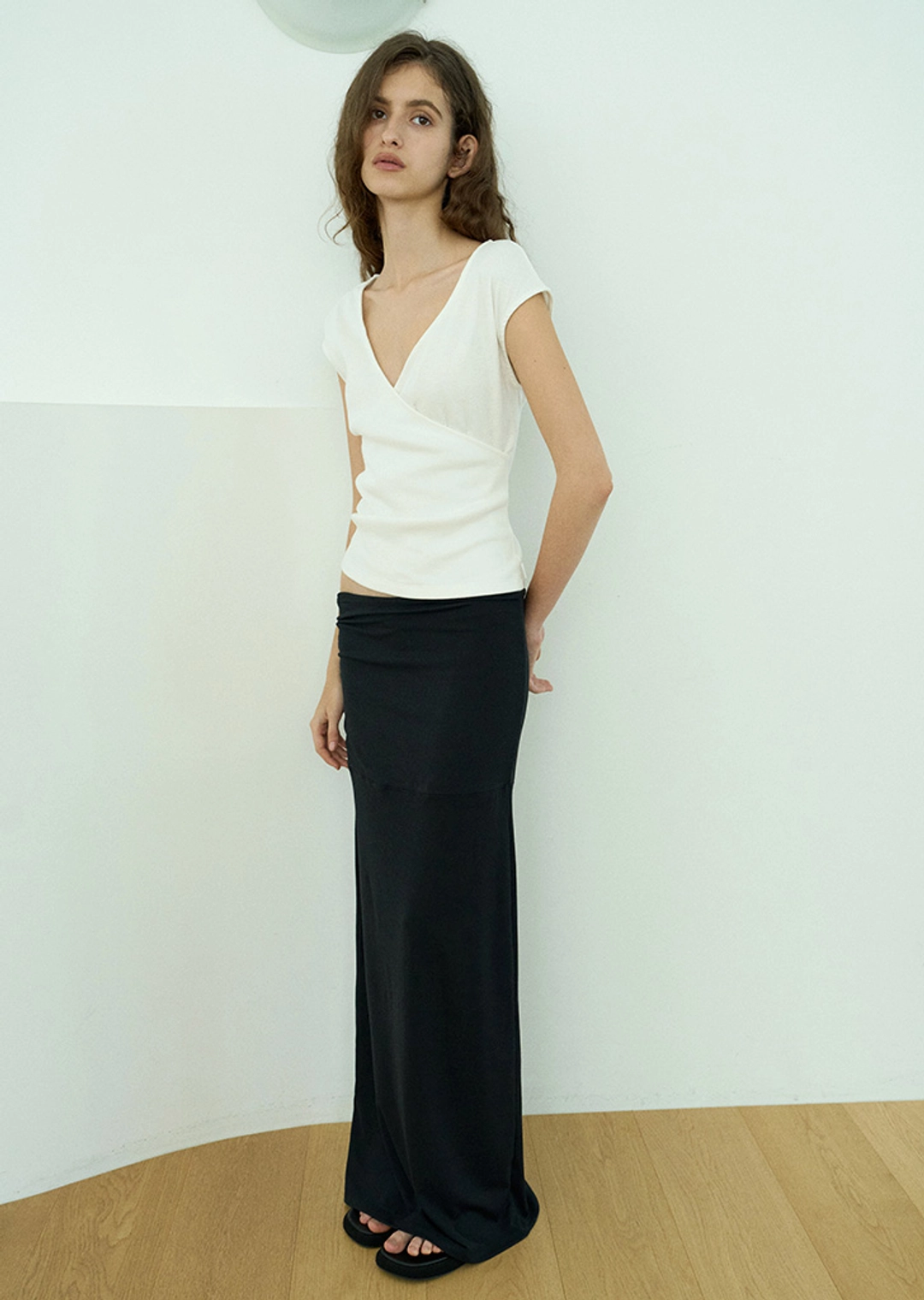 하베크 (3RD RE-ORDER) Double waist skirt / Black 상품 이미지 1