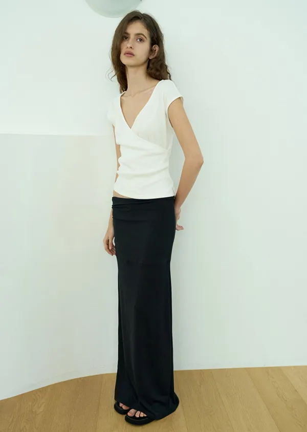 (3RD RE-ORDER) Double waist skirt / Black