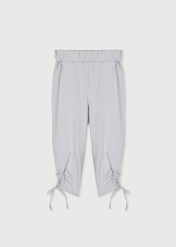 RIBBON CAPRI LEGGINGS - LIGHT GRAY