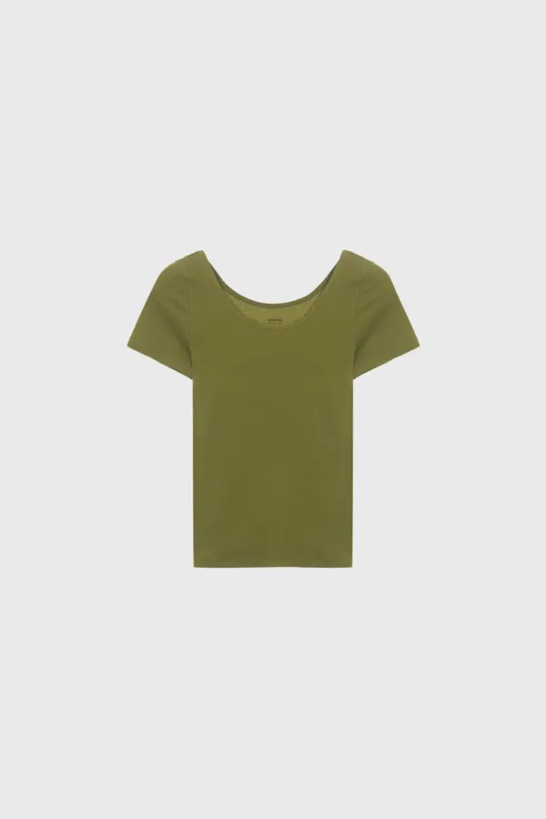 Wool Slim Short Sleeve T-Shirt (Green)