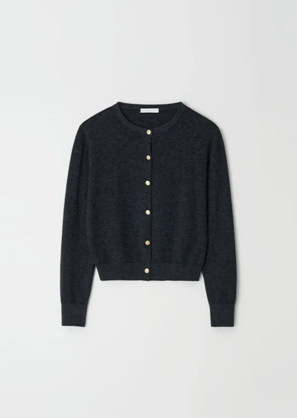 gold button knit cardigan-charcoal(9월 28일부터 순차 발송)