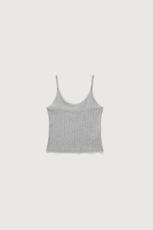LACE TRIM SLEEVELESS T [MELANGE GRAY]