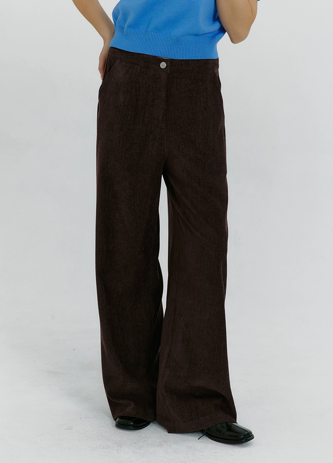 미케네 [25-36]  Lumibin Velor Straith Pants  루미빈 벨로르 스트레이트 팬츠  (가을-겨울-데일리룩-격식룩-출근룩-하객룩-오피스룩-일자팬츠-와이드팬츠-클래식-베이직-와이드핏-딥컬러-롱팬츠-자체제작) 상품 이미지 1