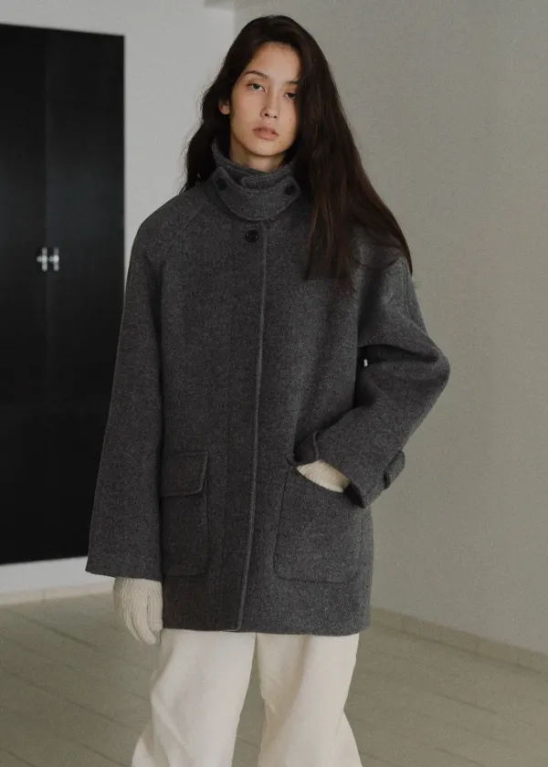 Classic wool half coat (melange)