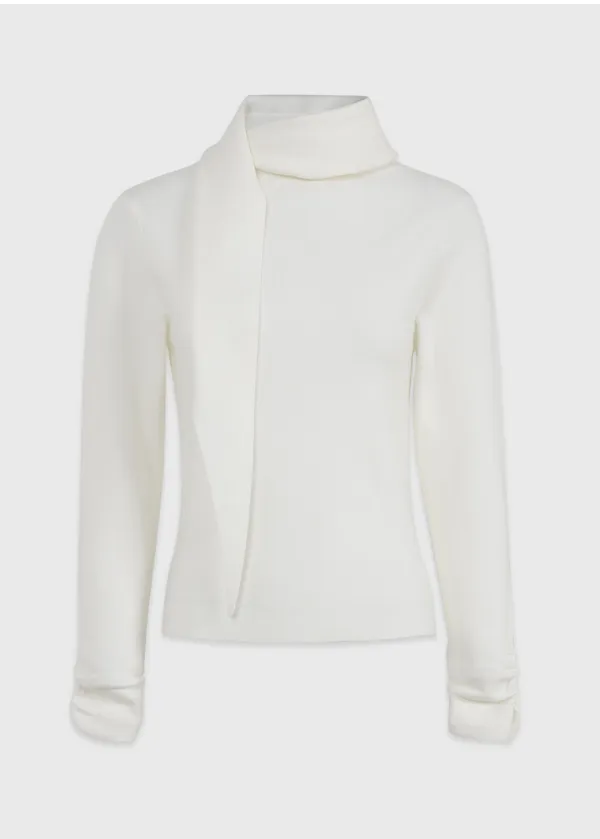 [44-120]  Peony Scarf Knit Top  피오니 스카프 니트 탑 (가을-봄-하객룩-클래식룩-격식룩-출근룩-페미닌-클래식-긴팔니트-긴팔-니트-롱슬리브-루즈핏-자체제작)