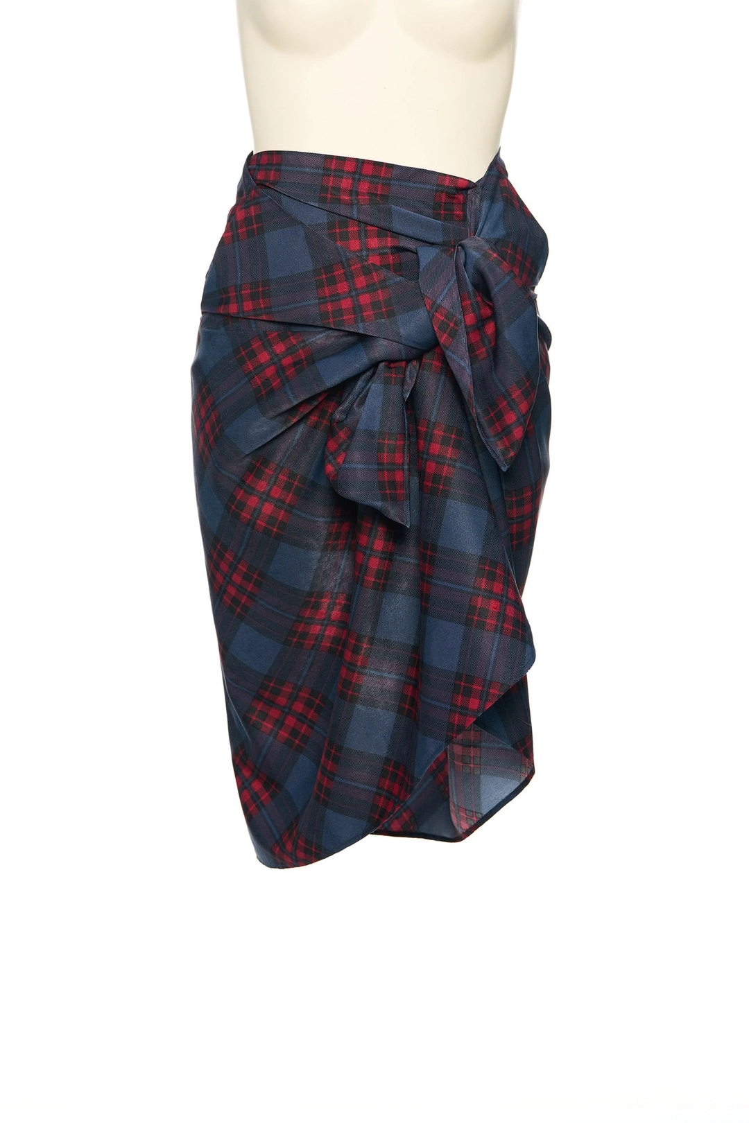 푸쉬버튼 FW25 UNDERLINE NAVY CHECK KNOTTED SKIRT 상품 이미지 2