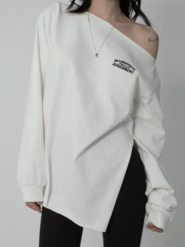 One-Shoulder Over Fit Slit T