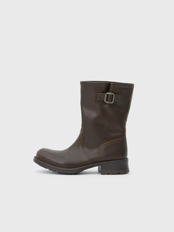 Ronis calf leather middle boots - Dark brown