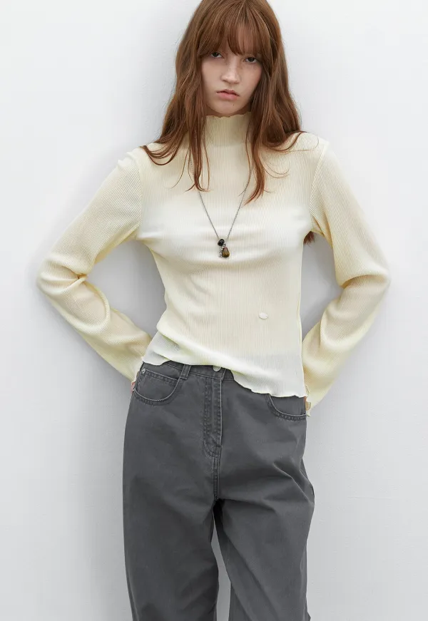 (T-7166)PLEATS JERSEY TEE