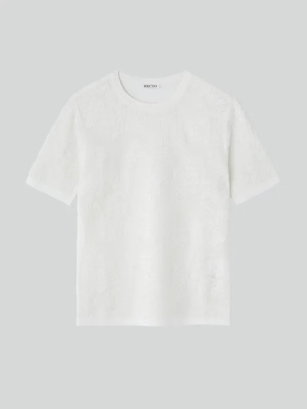 LACE JACQUARD LONG SLEEVE KNIT TOP (BEAN IVORY)
