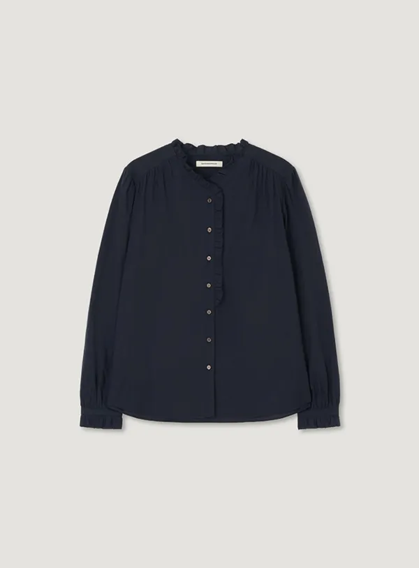 FRENCH FRILL BLOUSE_NAVY