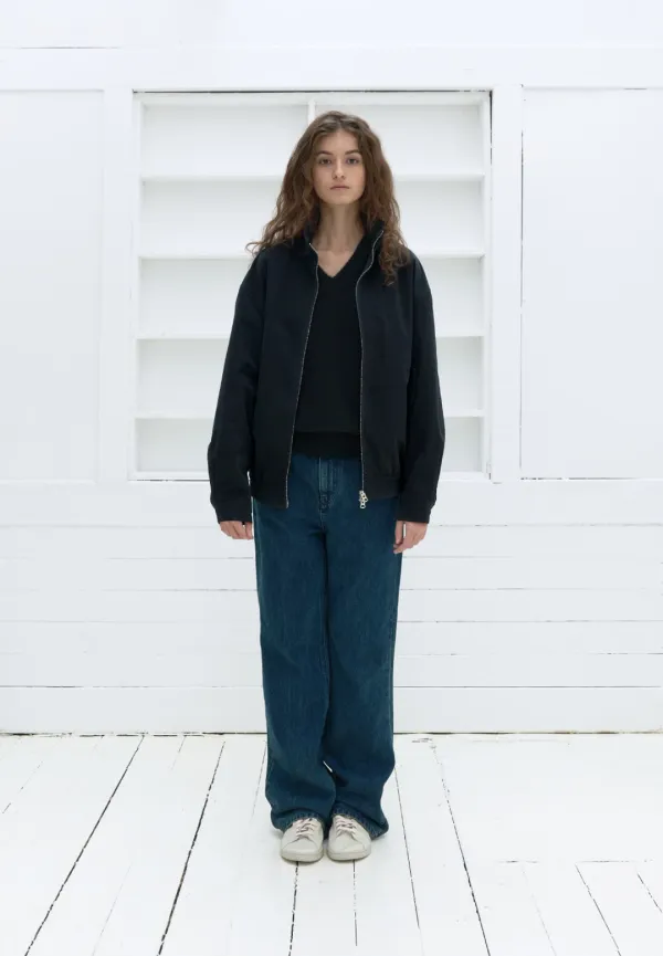 High neck cotton harrington jacket (navy)