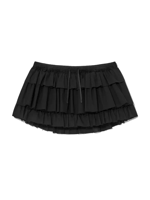 GIRLFRIEND RUFFLE MINI SKIRT (BLACK)
