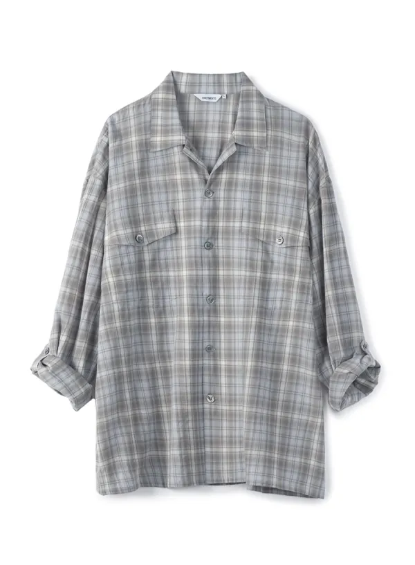 Western Plaid Roll Up Shirts_Ash Gray