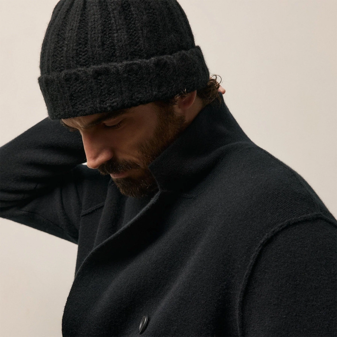 제임스펄스 Lightweight Textured Cashmere Beanie - True Black 상품 이미지 2