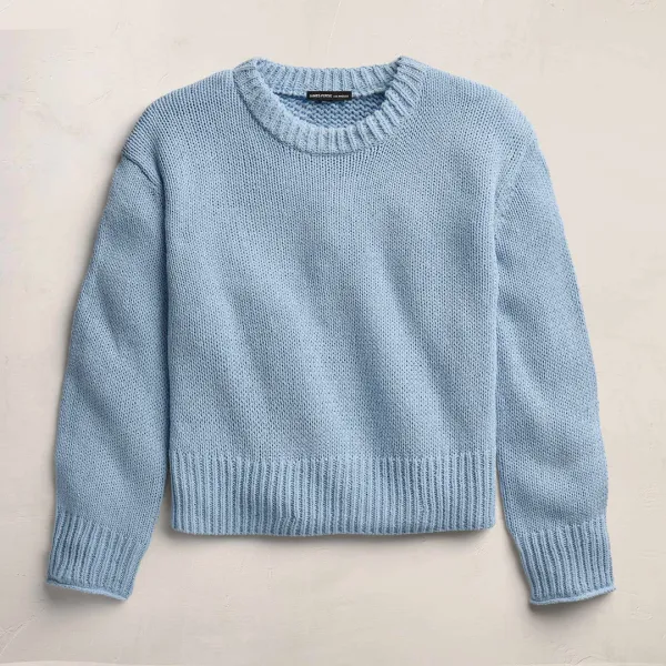 Textured Linen Cotton Sweater - Pale Azul