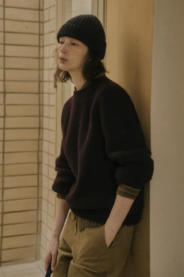 VENI WOOL RIB ROUND KNIT_WINE