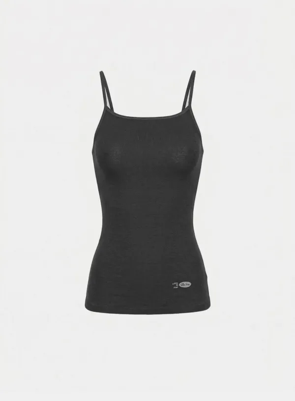 [w-tnk26-007] BS Cotton Jersey String Tank - Charcoal