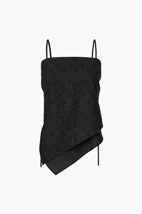 Paisley Lace Scarf Top, Black