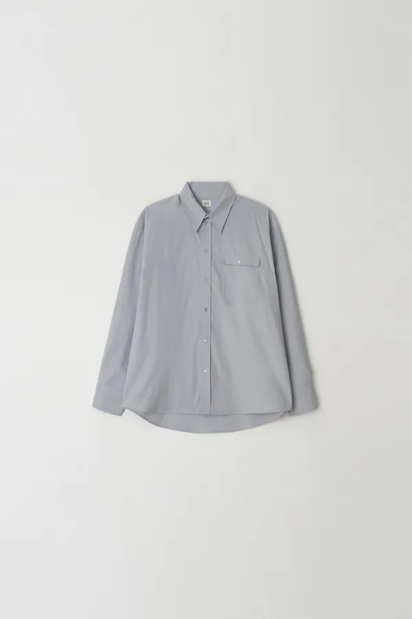 High Neck Collar Shirts (blue gray)
