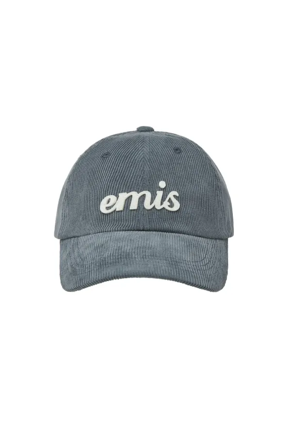 APPLIQUE CORDUROY BALL CAP-ASH BLUE