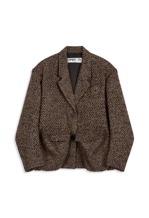 UNSTRUCTURED OUT POCKET JACKET, BROWN