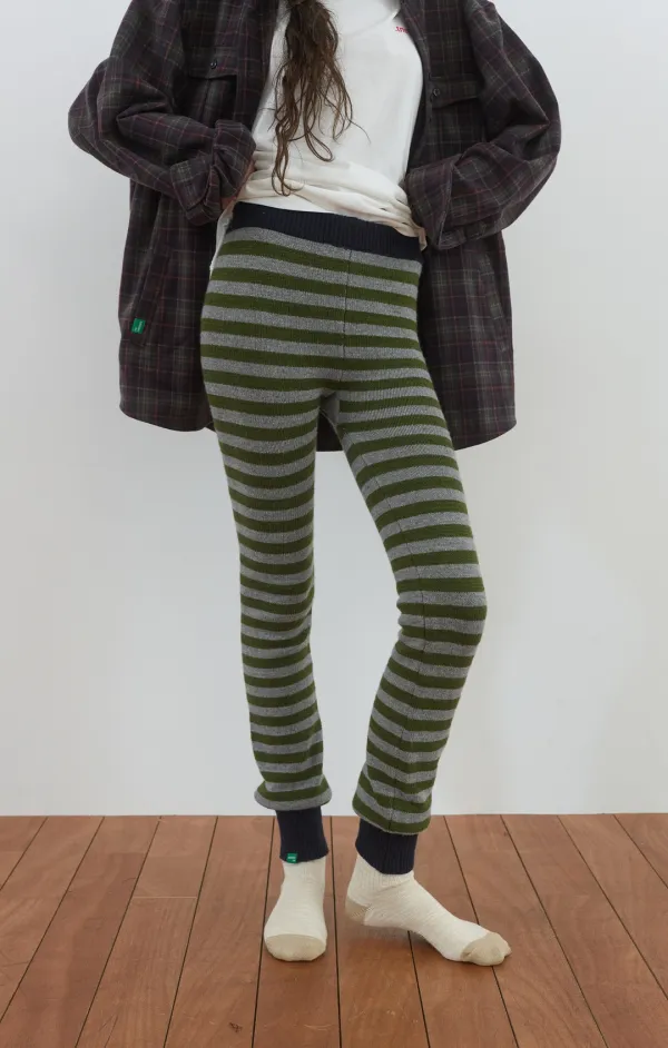 456. Tapered Knit Leggings_Green
