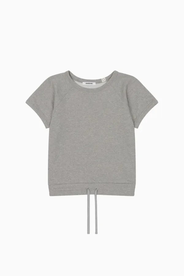 RAGLAN SHORT-SLEEVE SWEATSHIRT, GRAY