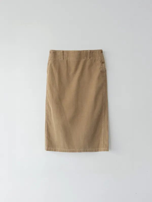 Corduroy H-Line Skirt (Beige)