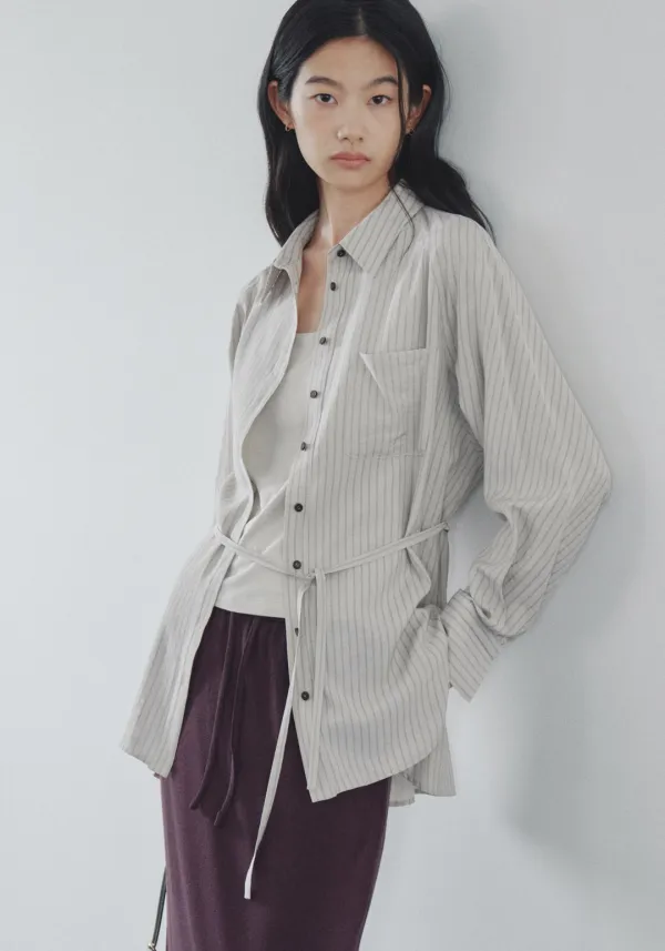 Isotta Raglan Shirt (Beige Stripe)