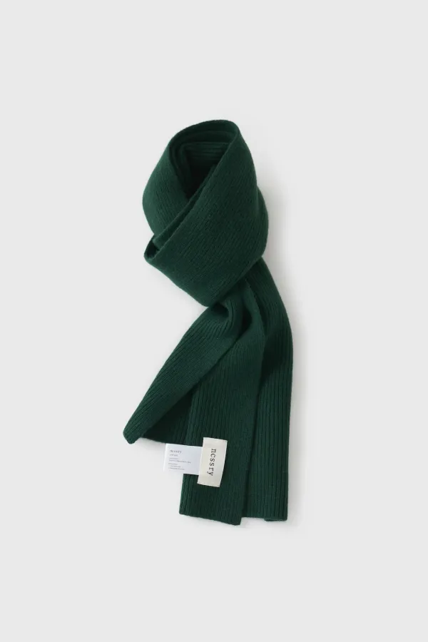 Merino Wool Ribbed Muffler (Green)